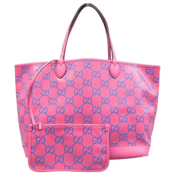 Gucci Handbags - 100% Authentic GUCCI GG Canvas Fuchsia W/P Shoulder Pouch Bag 1184-072324